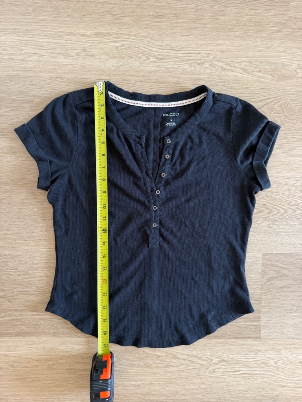 Pilcro Black Short Sleeve Henley Tee - Picture 5 of 5